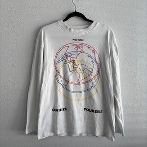 Pyer Moss "Civilize Yourself" White Long Sleeve Shirt